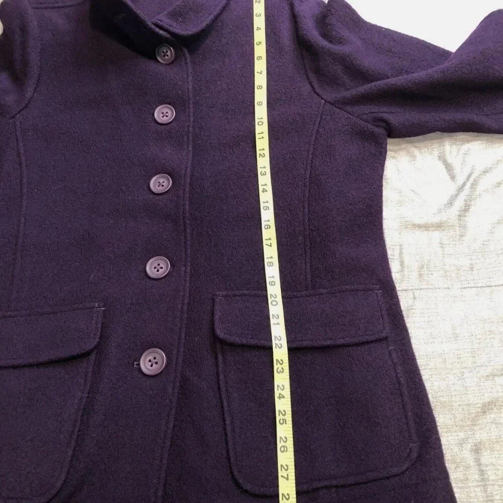 LL Bean PXL Petite XL Jacket unlined Italian boild 100% wool Barn Coat Bellandi - Picture 10 of 12